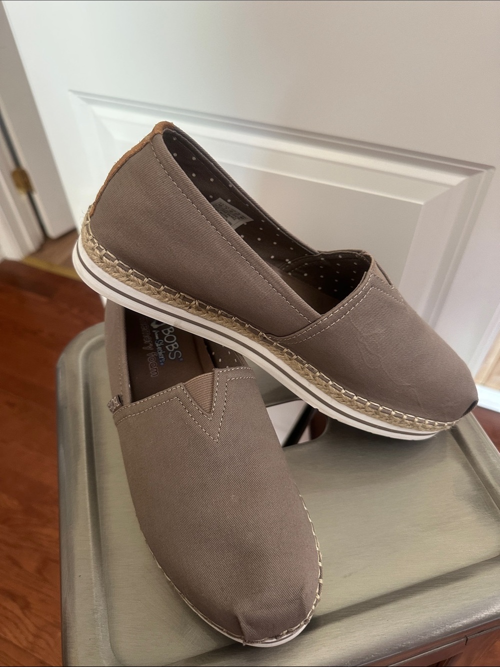 BOBS from Skechers Women's Taupe Slip-On Espadrille Flats